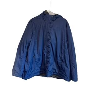 LL Bean Winter‎ Warmer Jacket 3x Sherpa Fleece Lined Coat Plus Size Navy 271138